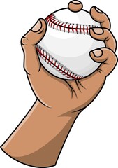 Cartoon hand holding a baseball