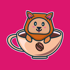 vector illustration of lion 
in coffee