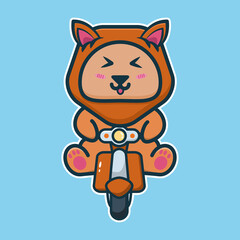 vector illustration of lion 
riding motorcycle