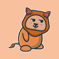 vector illustration of lion 
being lazy