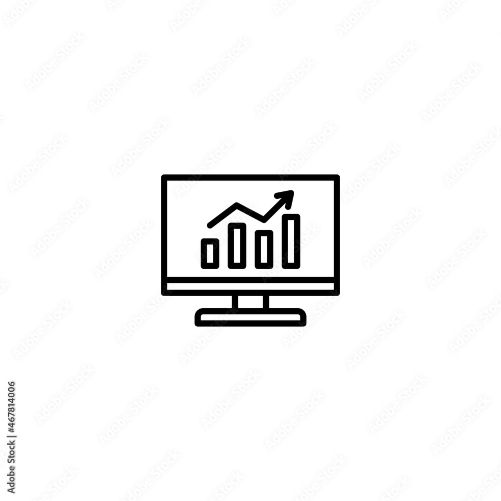 Poster monitor with graph icon vector