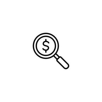 Magnifier With Dolar Icon, Search Dollar Icon Vector