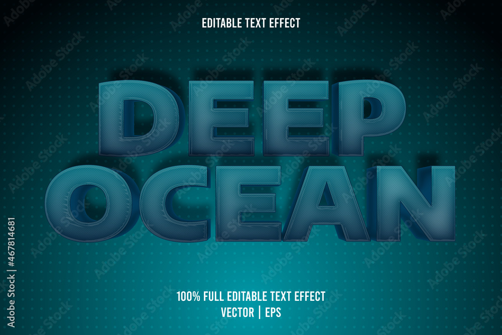 Poster deep ocean editable text effect retro style