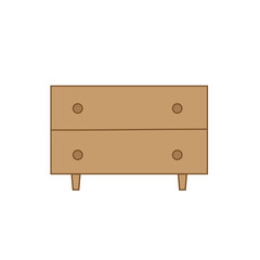 Cartoon dresser. Bedside room element. Interior home design. Household furniture. Vector illustration. Stock image.