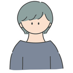 ショートヘアの女の子のバストアップアイコンイラスト