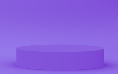 Abstract 3d purple violet color cylinder podium minimal studio background.