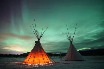 Abwaschbare Fototapete Kanada Nordlichter im Yukon, Kanada