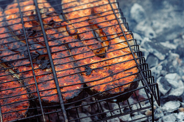 grilled fish bbq charcoal cooking nature summer