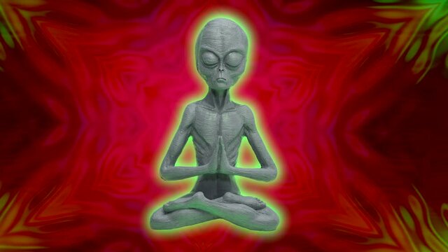 Meditation opens all the chakras and balances the energy of the chakras in the body - Futuristic Alien doing yoga for mental health - Kaleio
