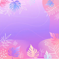 Abstract organic floral, leaves, liquid, wave minimalist background with colorful gradient vivid vibrant color. Good for greeting cards, invitations, flyers and social media template.