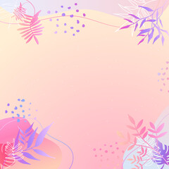 Abstract organic floral, leaves, liquid, wave minimalist background with colorful gradient vivid vibrant color. Good for greeting cards, invitations, flyers and social media template.