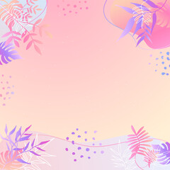 Abstract organic floral, leaves, liquid, wave minimalist background with colorful gradient vivid vibrant color. Good for greeting cards, invitations, flyers and social media template.