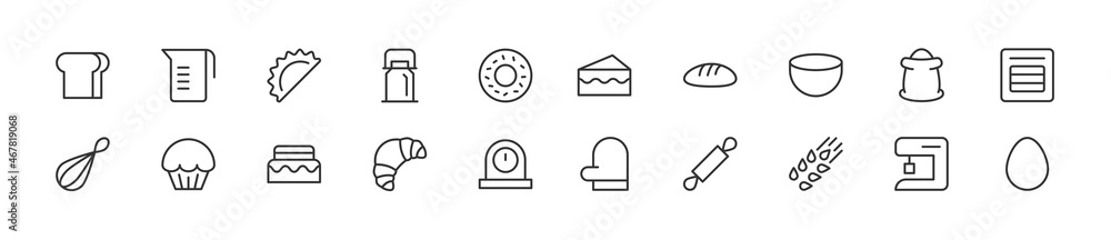 Canvas Prints Set of simple pastry line icons.