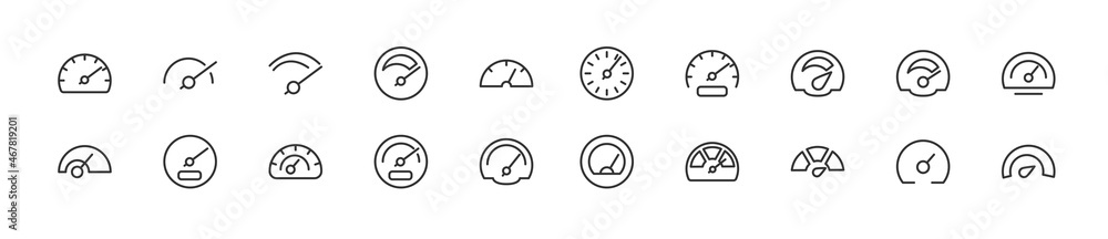 Poster set of simple speed line icons.