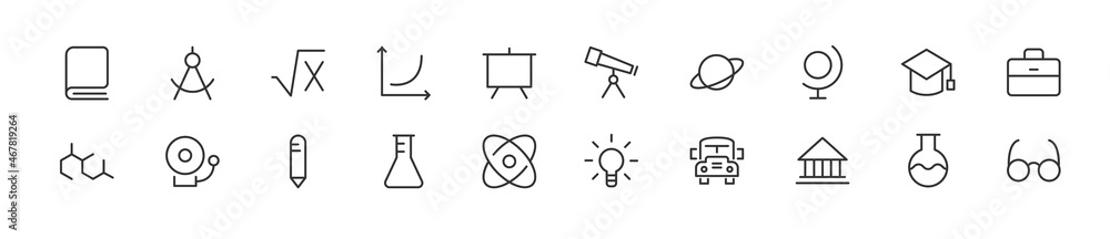 Poster linear icon set of learn.