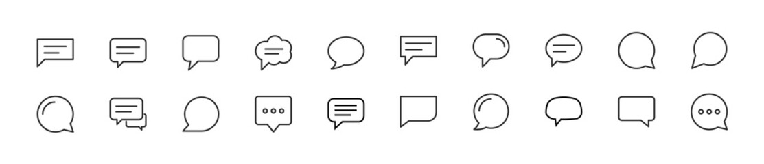 Pack of line comment icons. - obrazy, fototapety, plakaty