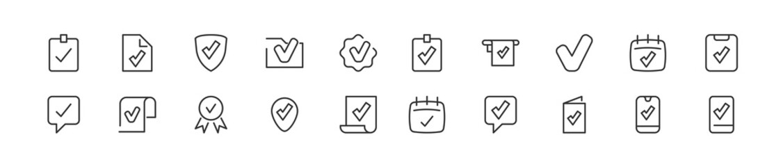 Pack of line done icons.