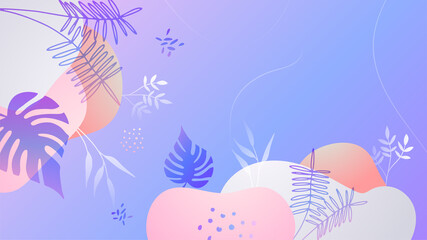 Colorful trendy abstract organic floral minimalist art design background with gradient vivid vibrant color. Pink, pastel color, blue, soft color floral background. Beauty fashion banners design.