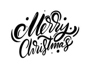 Merry Christmas black phrase. Modern calligraphy lettering text.