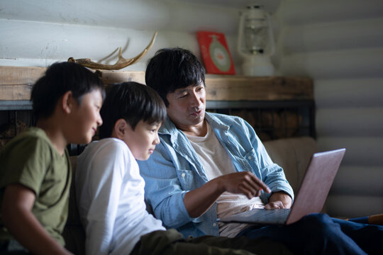 Father and Son Watching PC