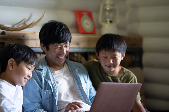 Father and Son Watching PC
