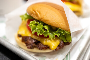 cheese burger at the restaurant