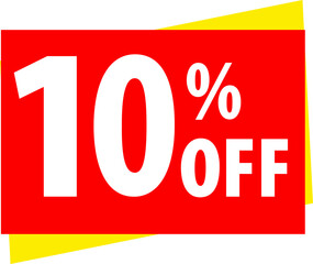 Red and yellow image written 10% (percent) off. Ideal for businesses that want to publicize any promotion, discount or sale..