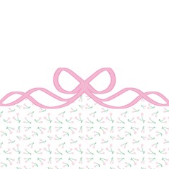 サクランボとリボンのメッセージカード　ピンク