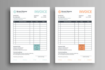 two color invoice template - obrazy, fototapety, plakaty
