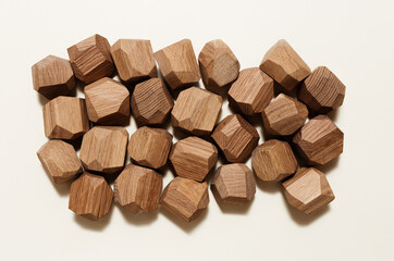 Tumi ishi japanese desktop game meditation, pattern from eco-friendly wooden polygonal stones for building tower