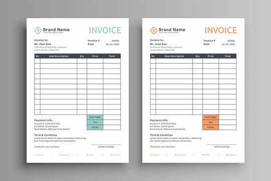 two color invoice template