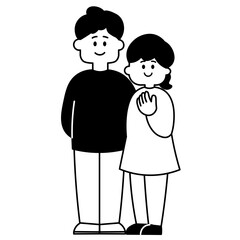 寄り添う男女　全身　白黒