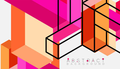 Abstract background. 3d cubes, cubic elements and blocks. Techno or business concept for wallpaper, banner, background, landing page