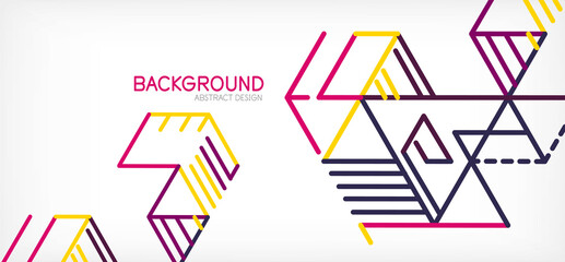 Abstract background. Color lines on white background. Linear abstract composition. Techno or business concept for wallpaper, banner, background, landing page