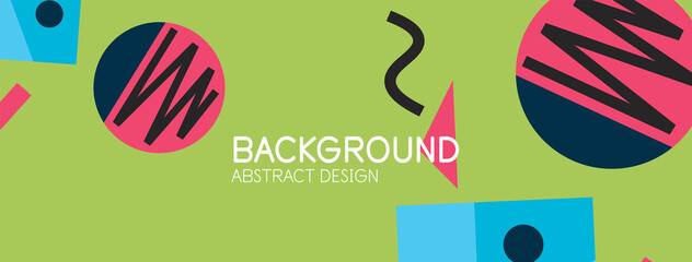 Abstract background. Blocks, lines, triangles, circles composition. Techno or business concept for wallpaper, banner, background, landing page