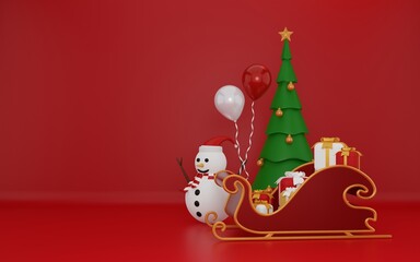 3d rendering of christmas or winter background with copy space area