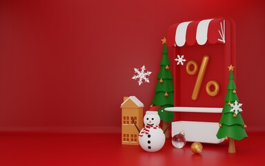 3d rendering of christmas or winter background with copy space area