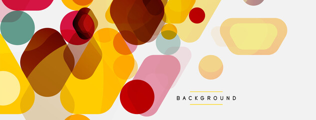 Color bubbles and rounded geometric shapes on white. Vector geometric minimal abstract background for wallpaper, banner, background, landing page