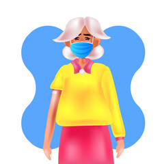 senior woman wearing face mask to prevent coronavirus epidemic self isolation covid-19 pandemic concept