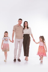 Fototapeta premium family photo: love. parents spend time with their children. mom and dad hug the baby. the concept of childhood, fatherhood, motherhood, IVF