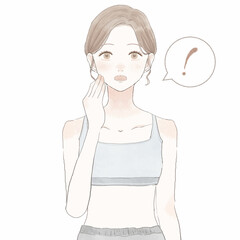 驚いているスポーツウェアを着た女性