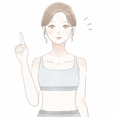 悩んでいるスポーツウェアを着た女性