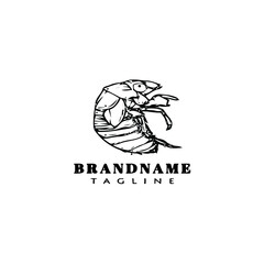 shape insect animal logo cartoon icon design template black isolated vector illustration