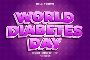 World diabetes day editable text effect cartoon style