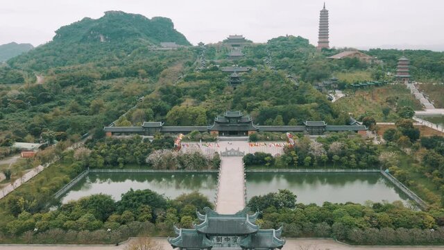 Fly over biggest Buddhist tample in South East Asia - Vietnam