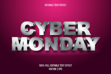 Obraz premium Cyber monday editable text effect metallic style