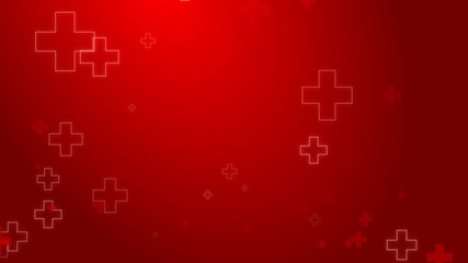 Medical health red cross neon light shapes pattern healthcare background.