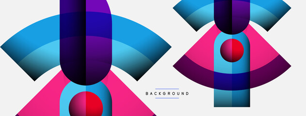 Geometric abstract background. Round shapes, circles, lines composition for wallpaper banner background or landing page