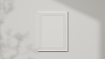 Minimalist blank picture photo poster frame mockup over white background.