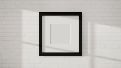 Modern black and white picture poster frame mockup for interior wall.
